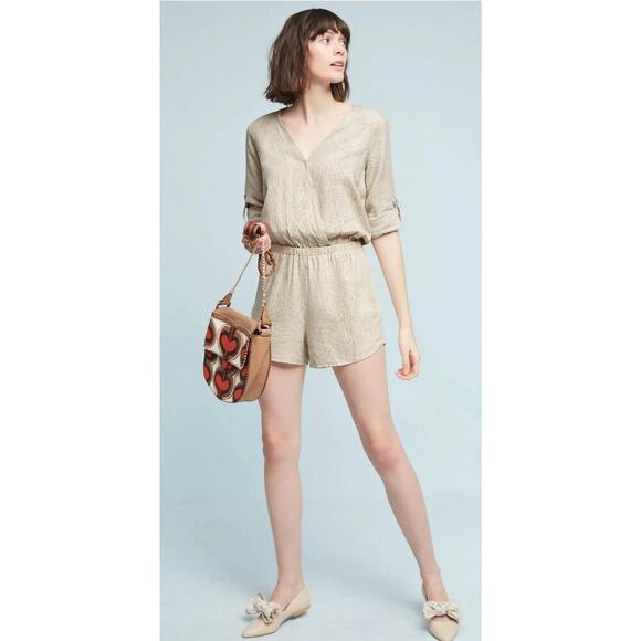 Cloth & Stone for Anthropologie Dahl Snakeskin Patterned Wrap Romper Boho Medium - Picture 2 of 9